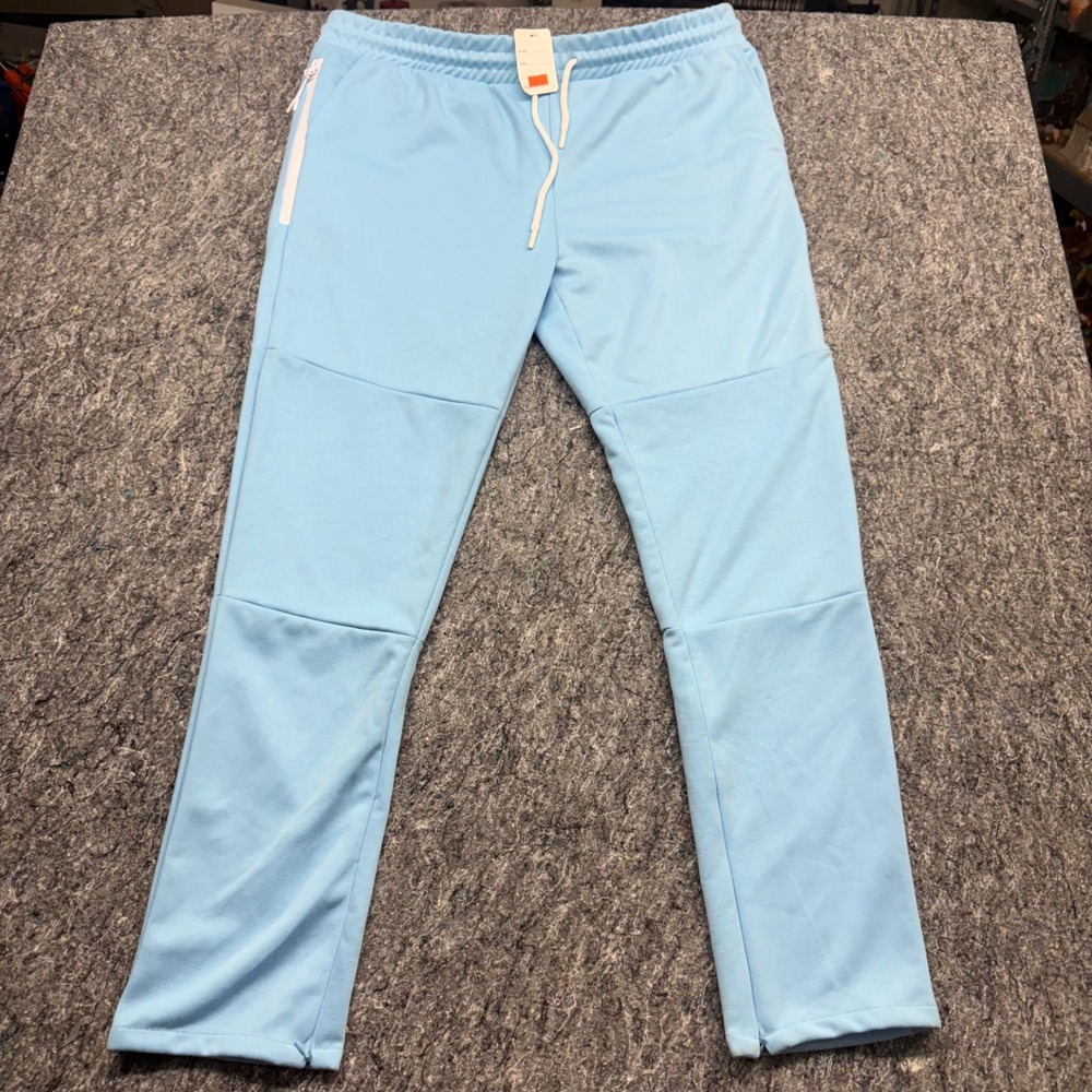 True Born Mens 3XL Light Blue Jogger Sweatpants Zipper Pockets Ankle‎ Zip NWT